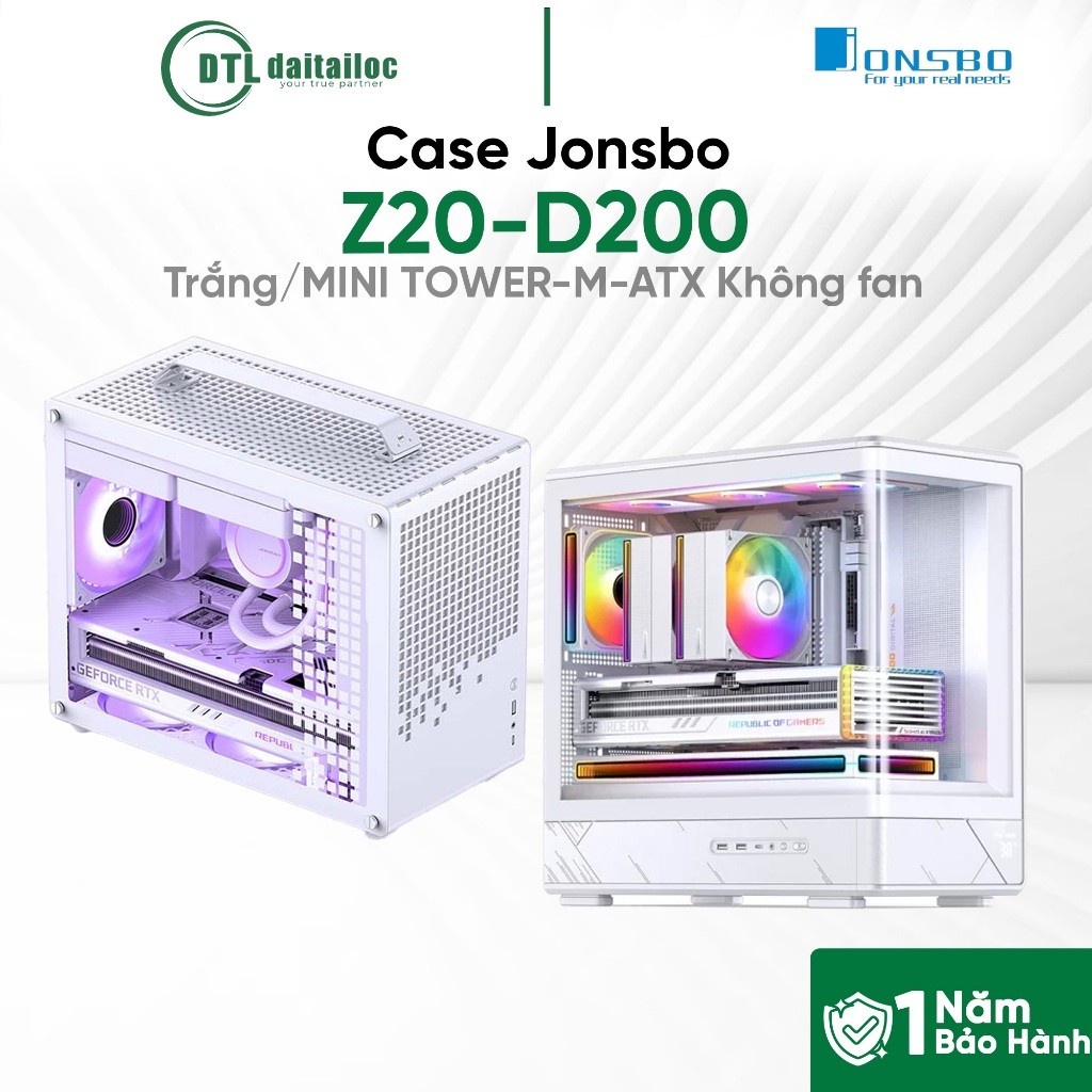 Case Jonsbo Z20 D200 Đen Trắng  Không Fan | Chính Hãng | Bảo Hành 12 Tháng
