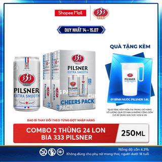 Nồng độ cồn 4.3% - Combo 2 Thùng 24 Bia 333 Pilsner 250ml