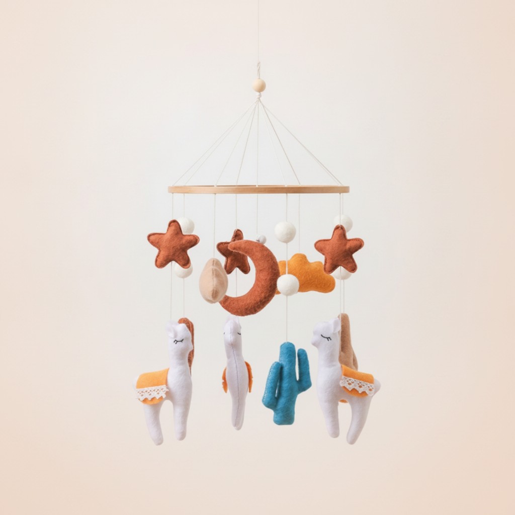 Cũi Alpaca Di Động Mềm Nỉ Di Động Với Vòng Gỗ Giới Tính Tự Nhiên-Neutral Cho Sơ Sinh, Mầm Non, Bassi