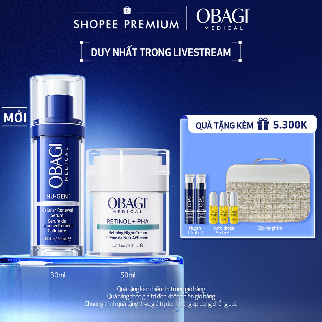 [Obagi x BK] Combo Serum Kích Hoạt Năng Lượng Tế Bào Obagi Nugen 30ml & Kem Dưỡng Đêm Obagi Retinol 