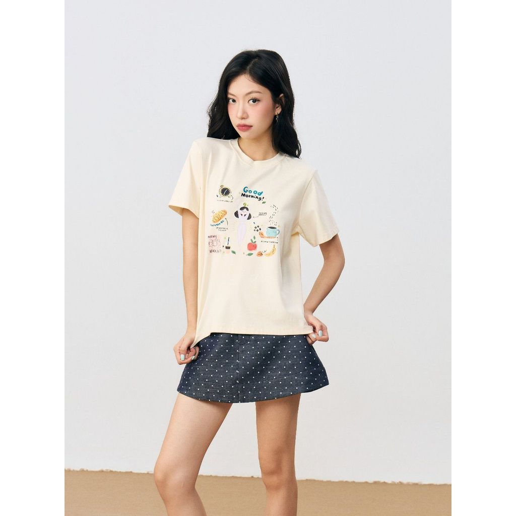 Chân váy ngắn nữ dáng chữ A lưng cao THE C.I.U, váy chấm bi dáng A basic dễ phối – Pental Skirt