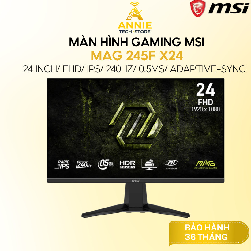 Màn hình Gaming MSI MAG 245F X24 (24 INCH/ FHD/ IPS/ 240Hz/ 0.5ms/ Adaptive-Sync) - Chính Hãng
