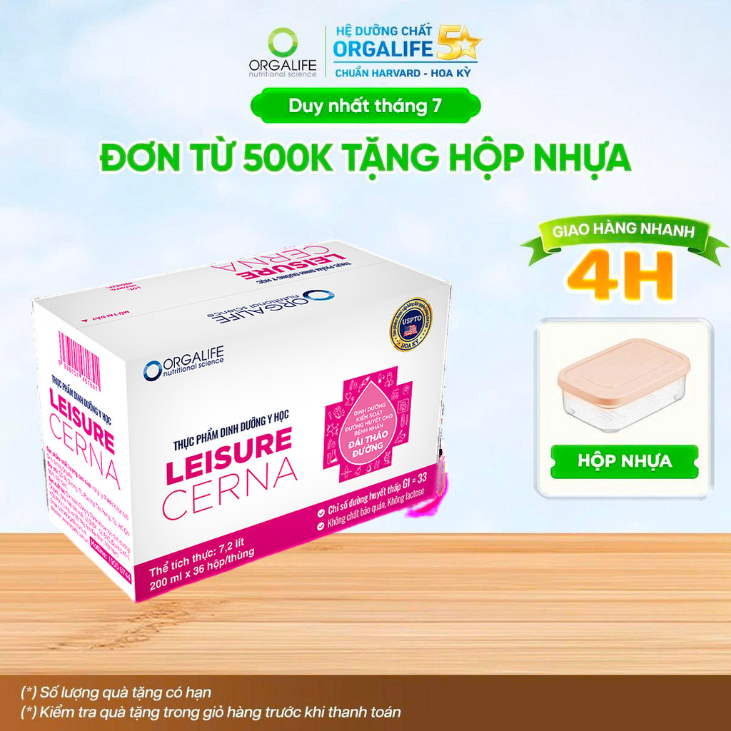 Thùng 36 Hộp LEISURE CERNA – Dinh Dưỡng Hỗ Trợ Kiểm Soát Đường Huyết (200ml/Hộp)