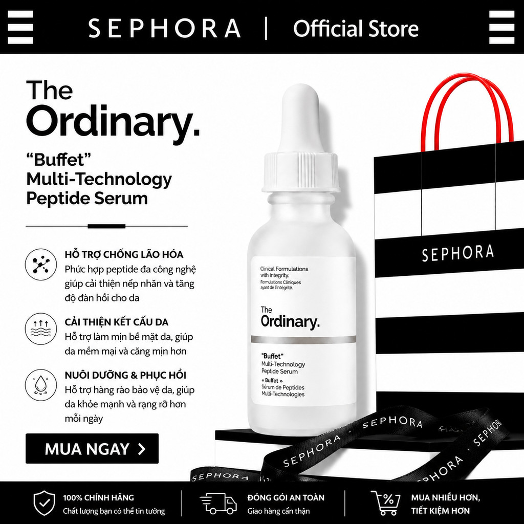 [Sephora x The Ordinary] The Ordinary "Buffet" Multi-Technology Peptide Serum 30ml | Hỗ trợ da khỏe 