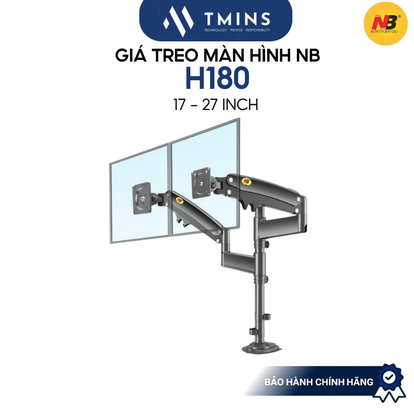 Giá Treo Hai Màn Hình NB H180 màu Xám (17 - 27 inch) | Thiết Kế Cứng Cáp, Tối Giản Và Sang Trọng