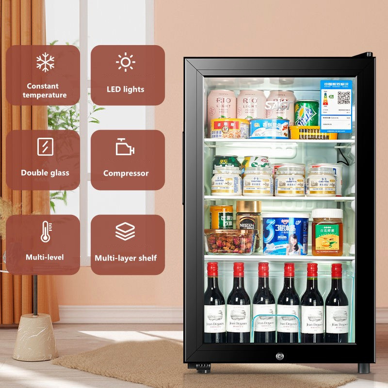 Tủ Mát Trưng Bày Rượu Cửa Kính 71L / 100L, Tủ Đông Mini Tủ Lạnh Quầy Bar