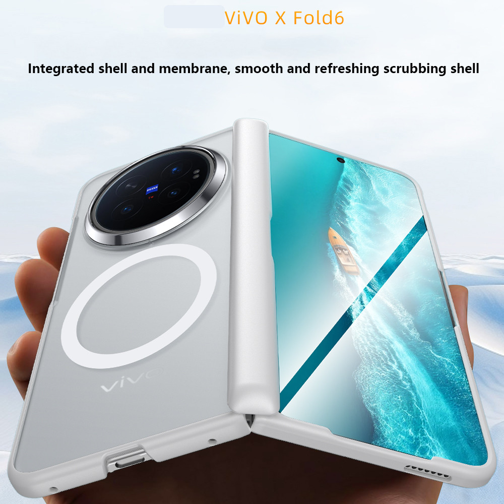 Ốp Điện Thoại Sạc Từ Tính Mờ Sang Trọng Cho Vivo X Fold6 FOLD6 Fold 6 5G Da Cảm Giác Chống Sốc Gấp B