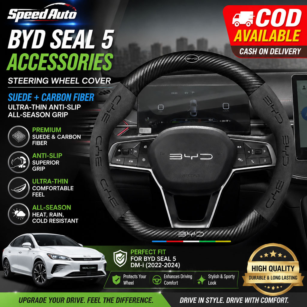 BYD Seal 5 Phụ kiện BYD Phụ kiện Bọc vô lăng 22-24 Da lộn Sợi Carbon siêu mỏng Chống trượt Tất cả cá