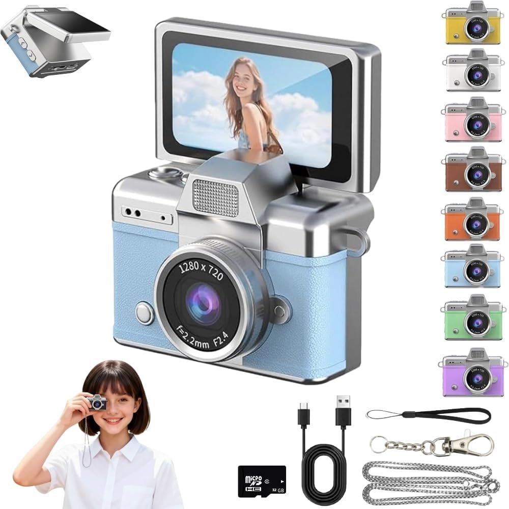 Mini Móc Khóa Máy Ảnh Kỹ Thuật Số Mini Retro Camera Video Kỹ Thuật Số bodycam Nhỏ Ghi Âm 1080P FHD V