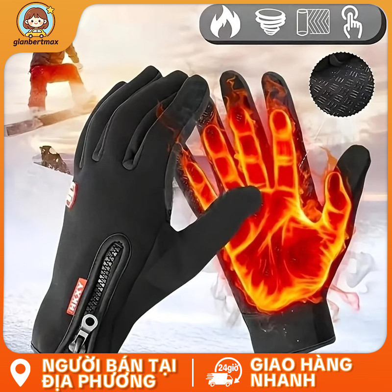 New Winter Gloves Men Women Touch Cold Waterproof Motorcycle Cycle Gloves Male Outdoor Sports Plus V