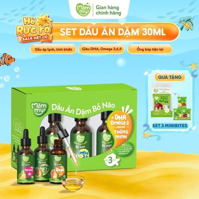 Combo 3 dầu ăn dặm cho bé Mămmy 30ml bổ sung DHA, Omega 3,6,9, phát triển não bộ cho bé 6 tháng