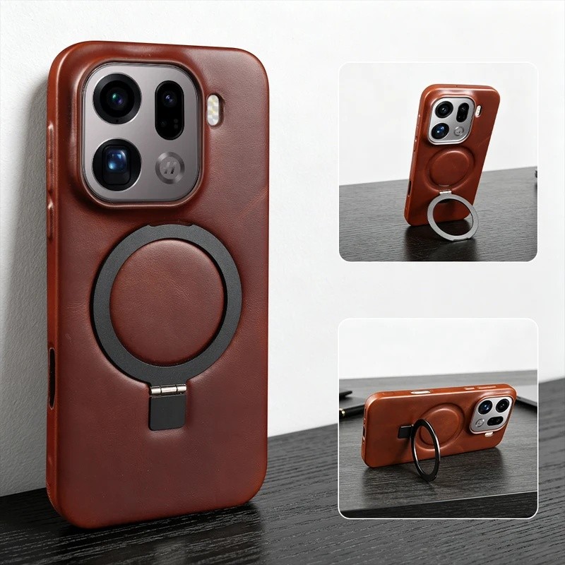 YyyFor Magsafe Bracket Leather Case Cho OPPO Find X9 Pro X7 X8 Ultra X6 Pro Ốp lưng X9Pro X 8 X 9 Ul