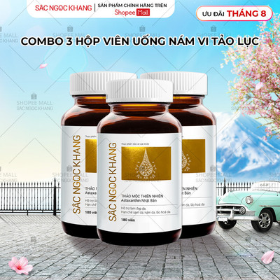 Combo 3 Viên Uống Đẹp Da - Cải Thiện Lão Hóa - Giảm Nám Sạm Tàn Nhang Sắc Ngọc Khang Vi Tảo Lục [Hộp 180 Viên]