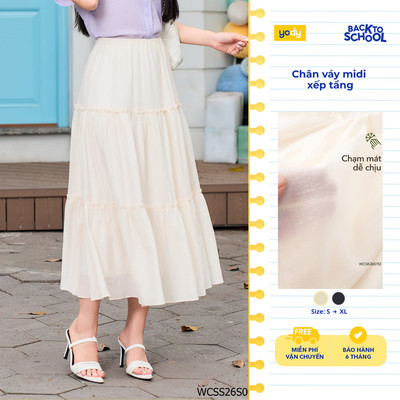 [BST Yên Yêu] Chân Váy nữ YODY volume xòe dáng dài nhẹ thoáng, thanh lịch WCSK26S112