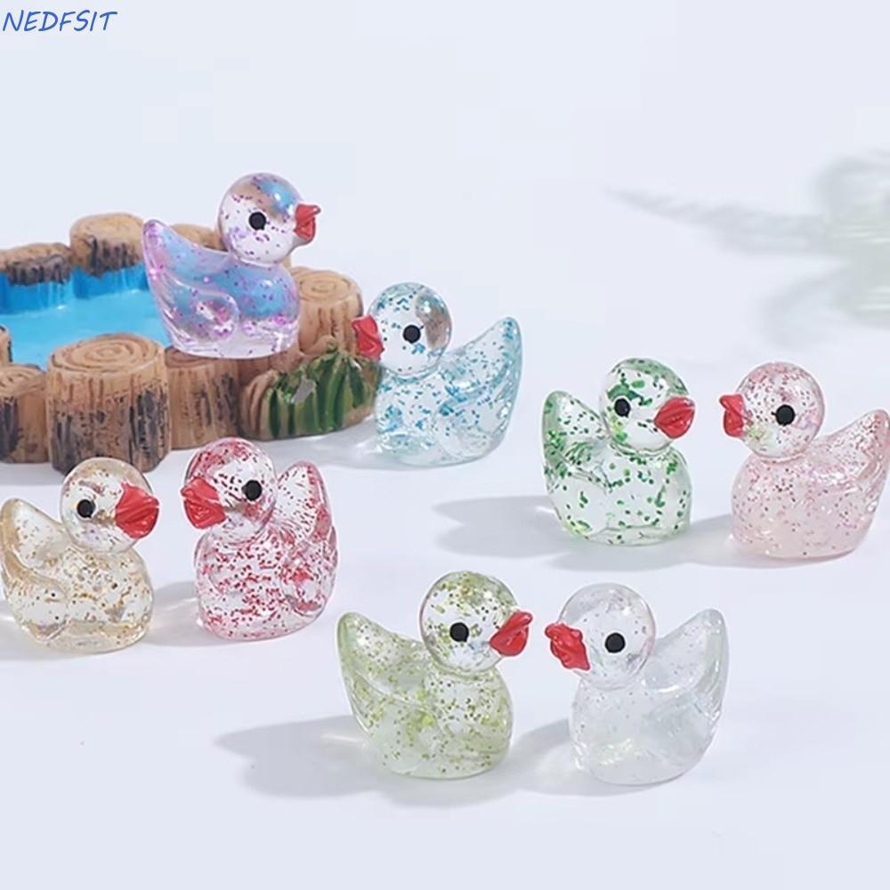 NEDFSXG Nhựa Vịt Hình Đồ Chơi, Dễ Thương Mini Nhỏ Thu Nhỏ Vịt Trang Trí, Trang Trí Lấp Lánh Lấp Lánh