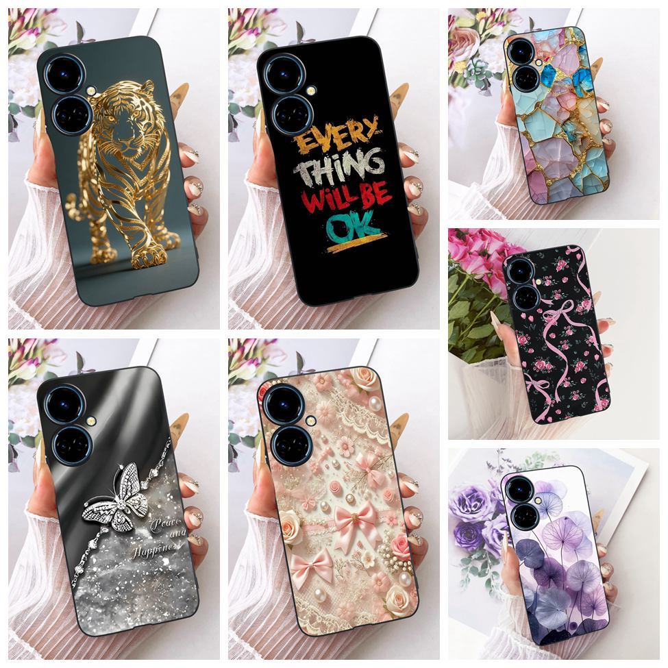 Dành Cho Tecno Camon 19 Pro CI8 CI8n Vỏ Cho Tecno Camon 19 CI6n Vỏ Silicon Mèo Dễ Thương Hoa Sang Tr