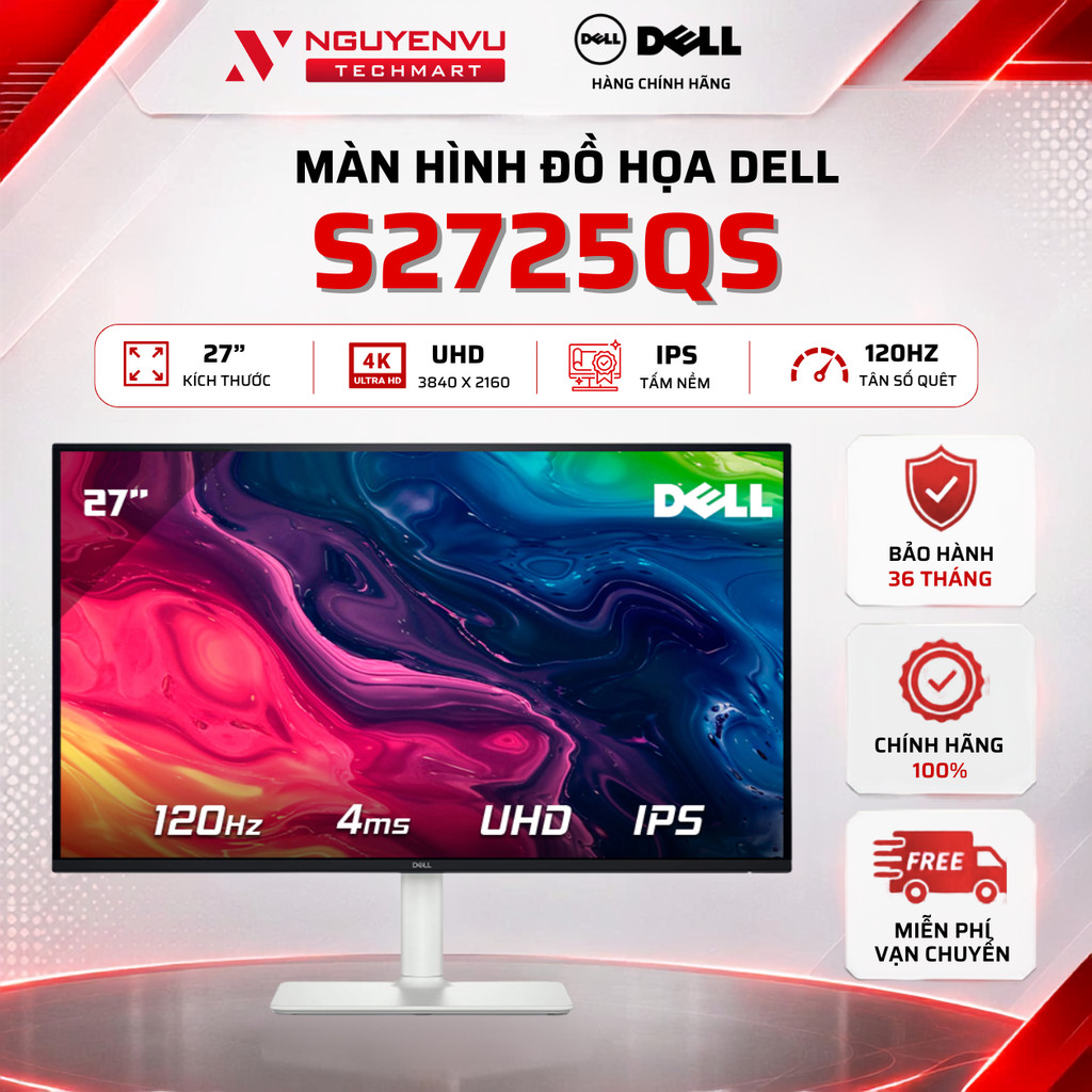 Màn Hình Đồ Họa Dell S2725QS 27 inch 4K (UHD/IPS/120Hz/4ms) - Bảo Hành 3 Năm