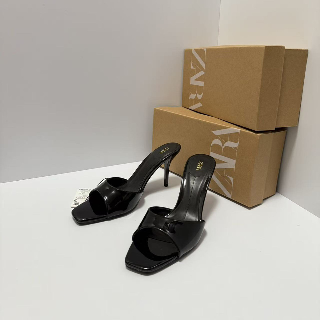 ZARA New summer style open-toe high-heeled sandals with a strap, shallow cut, and open back, fashion