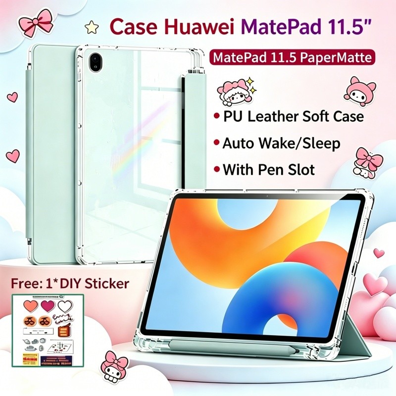 Ốp Lưng Cho Huawei MatePad 11.5 inch Có Khe Cắm Bút Trong Suốt Mặt Sau Bảo Vệ Từ Tính Cho Huawei Mat