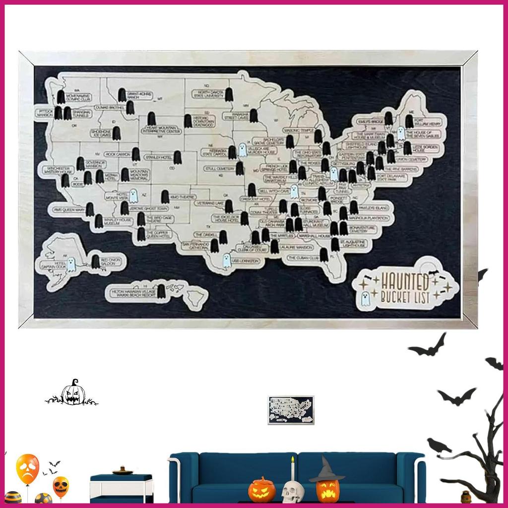 Halloween Ma Ám Bản Đồ Ma Quái Ngộ nghĩnh Bằng Gỗ Ma Theo Mùa Trang Trí Tường Ma Quái Halloween Phim