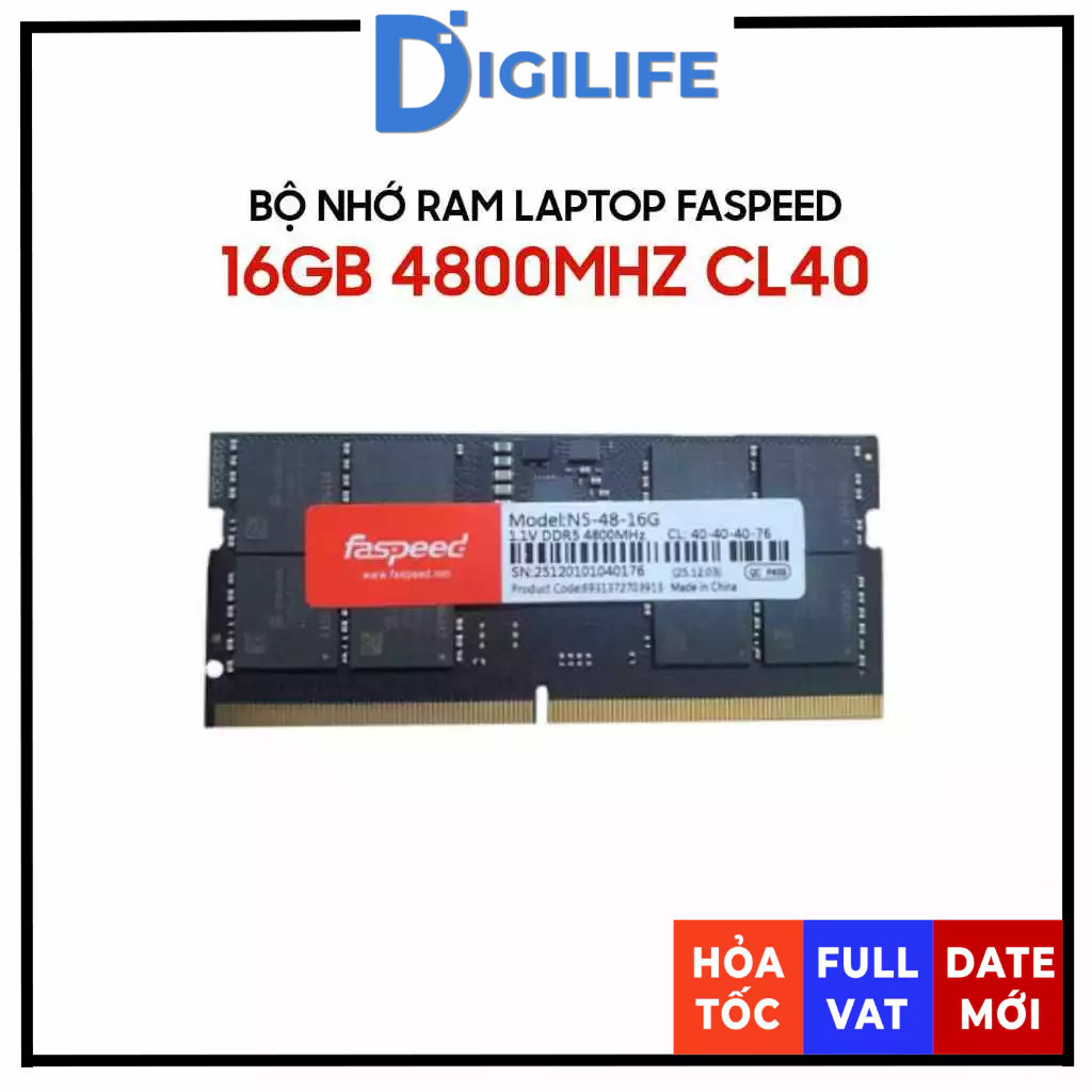 [FULL VAT] RAM Laptop DDR5 Faspeed 16GB 4800MHz CL40 SO-DIMM (FAS-N45-48-16G-SO)