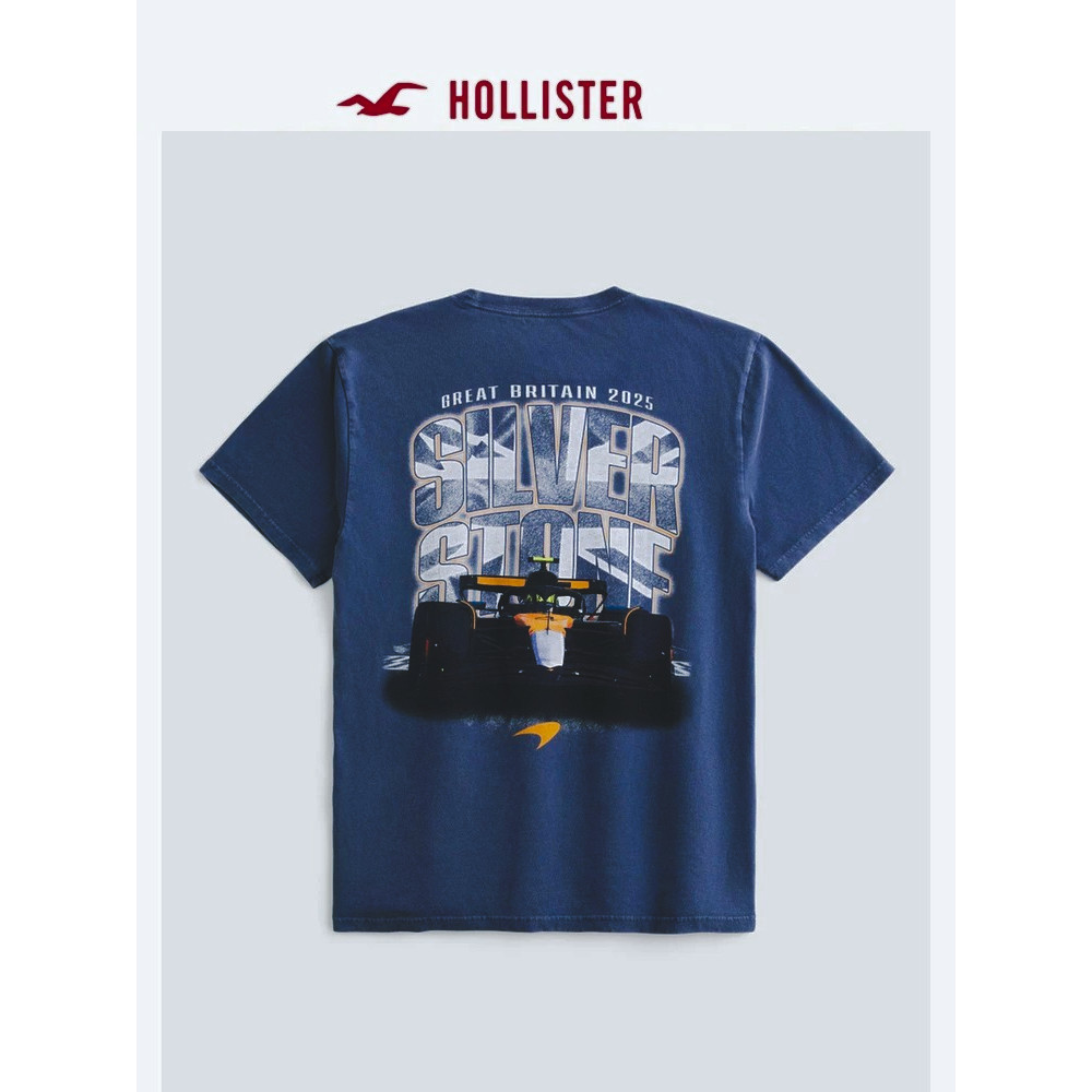 Hollister UK Racing Theme Back Text Racing In Hình Áo Thun Nam Nữ Cotton Cao Cấp Thể Thao Top 8.7