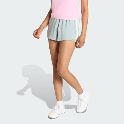 adidas Gym & Training Quần Short Dệt 3 Gạch Hyperglam Nữ màu xanh lá KC7646