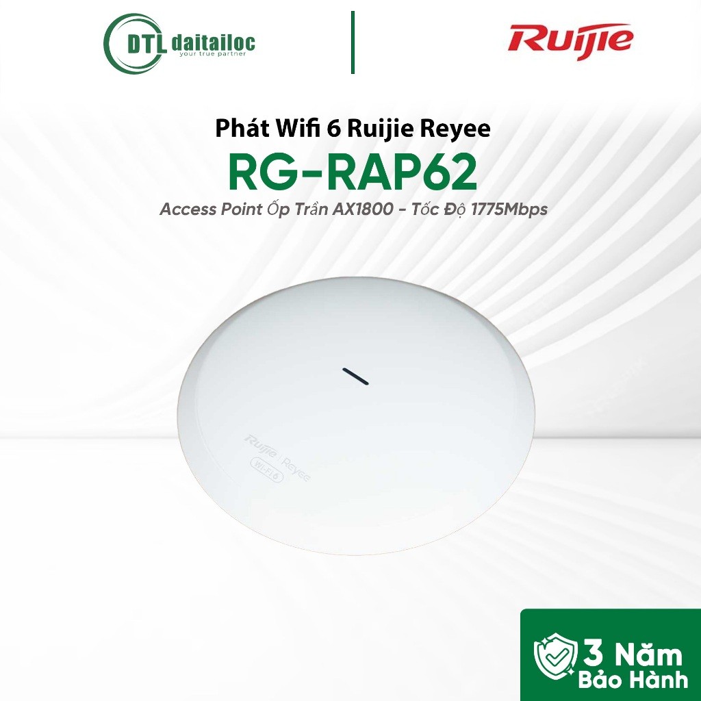 Bộ Phát Wifi 6 Ruijie Reyee RG-RAP62 Access Point Ốp Trần AX1800 / Chính Hãng / Bảo Hành 36 Tháng