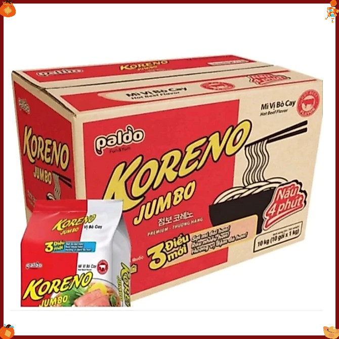 Thùng Mì KORENO JUMBO ( thùng 100 gói ) vị Bò Cay...