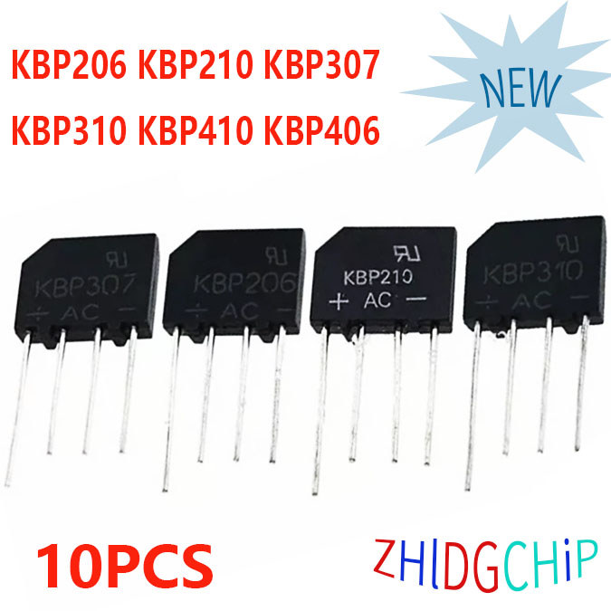 10 chiếc KBP206 KBP210 KBP307 KBP310 KBP410 KBP406 Bộ chỉnh lưu cầu chỉnh lưu cầu bộ chỉnh lưu