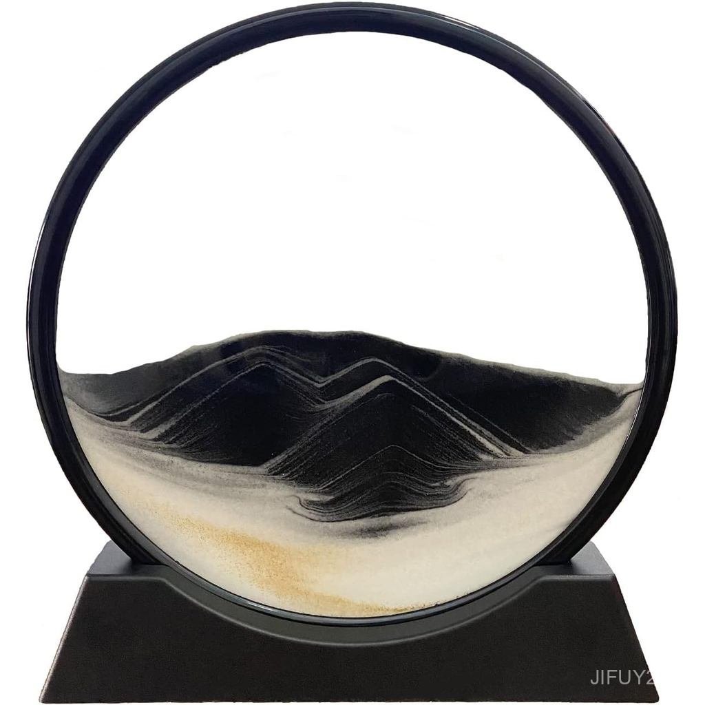 SOFLIY 3D Dynamic Sand Art Liquid Motion, Moving Sand Art Picture Round Glass 3D Deep Sea Sandscape 