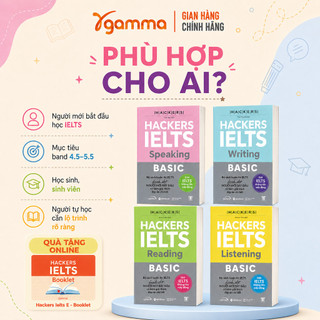 Sách – Combo Hackers IELTS Basic (Bộ 4 Cuốn) –  Kèm Lời Giải Chi Tiết (Band 3.0-5.5+) (Gamma Books)