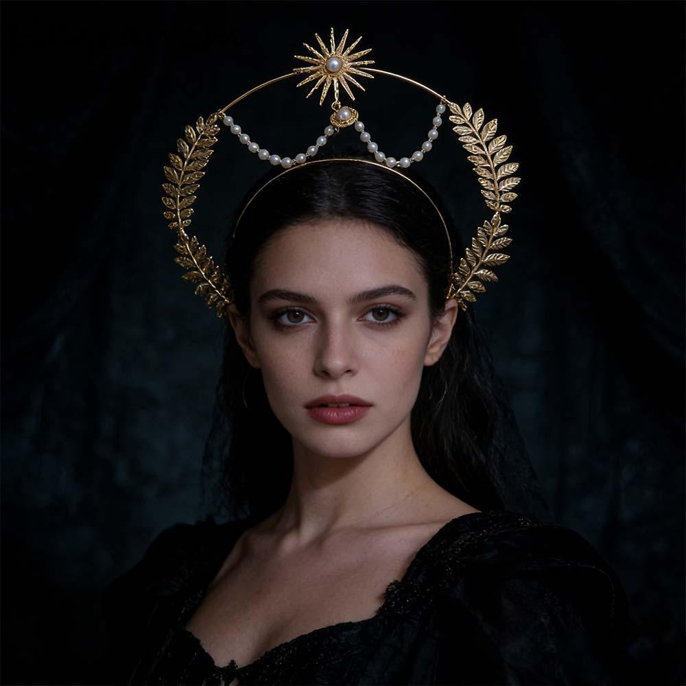 Băng đô NEXOR Glory, Sun God Star Baroque Crown, Trang phục Halloween thanh lịch COSPLAY Hair Hoop H