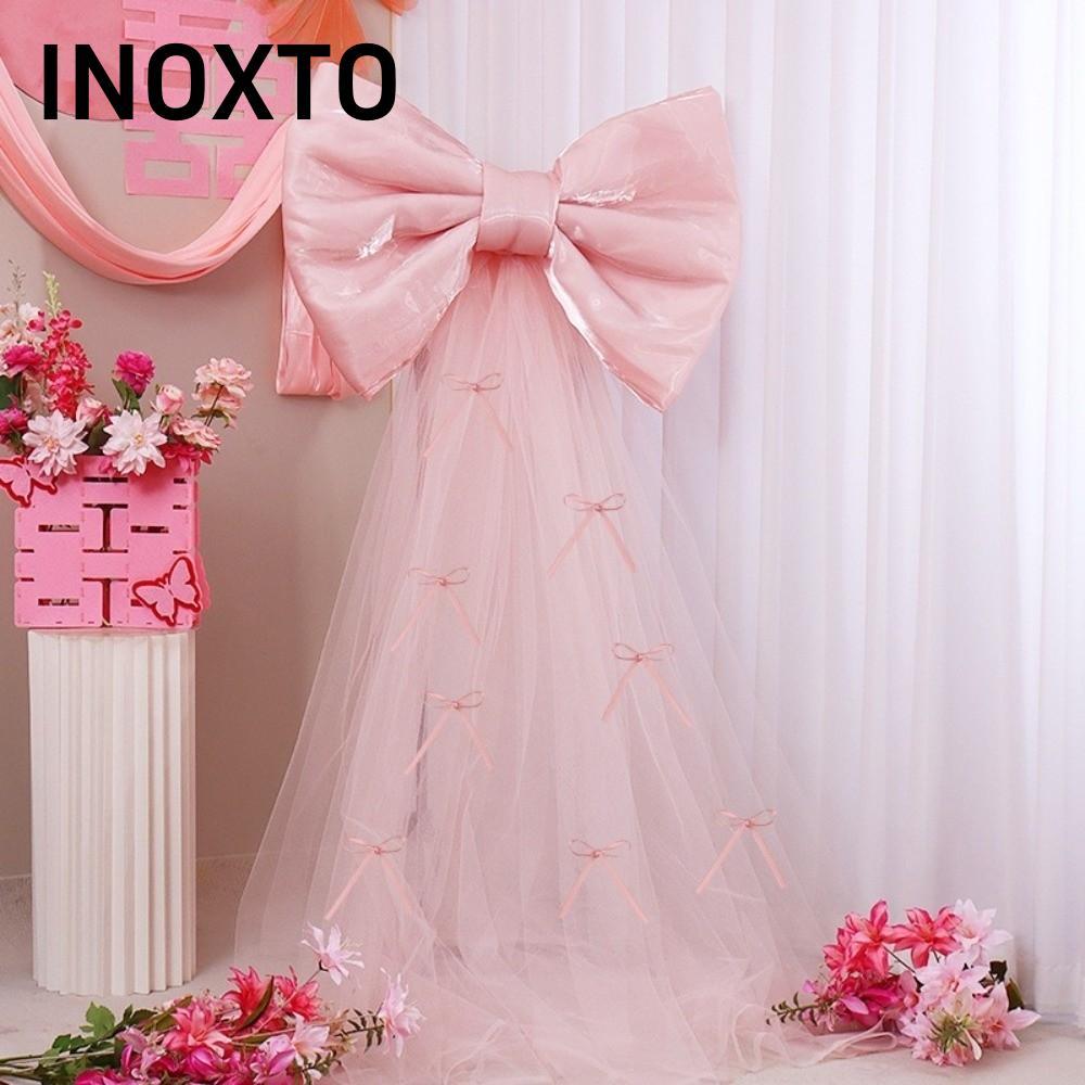 INOXTO Nơ Trang Trí Tường, Màu Hồng Iridescent Wine Red B Giant Bow Wall Backdrop, Trang Trí Hoàn Hả