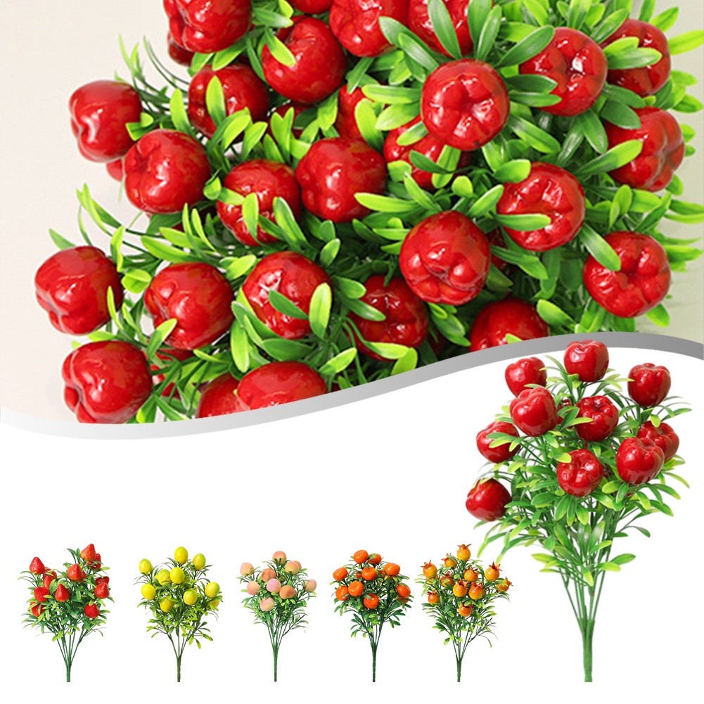 【SUNAGE】7-forked Fruit Foam Fruit Fortune Fruit Home Decoration Ornaments High Quality【HOT Fashion】