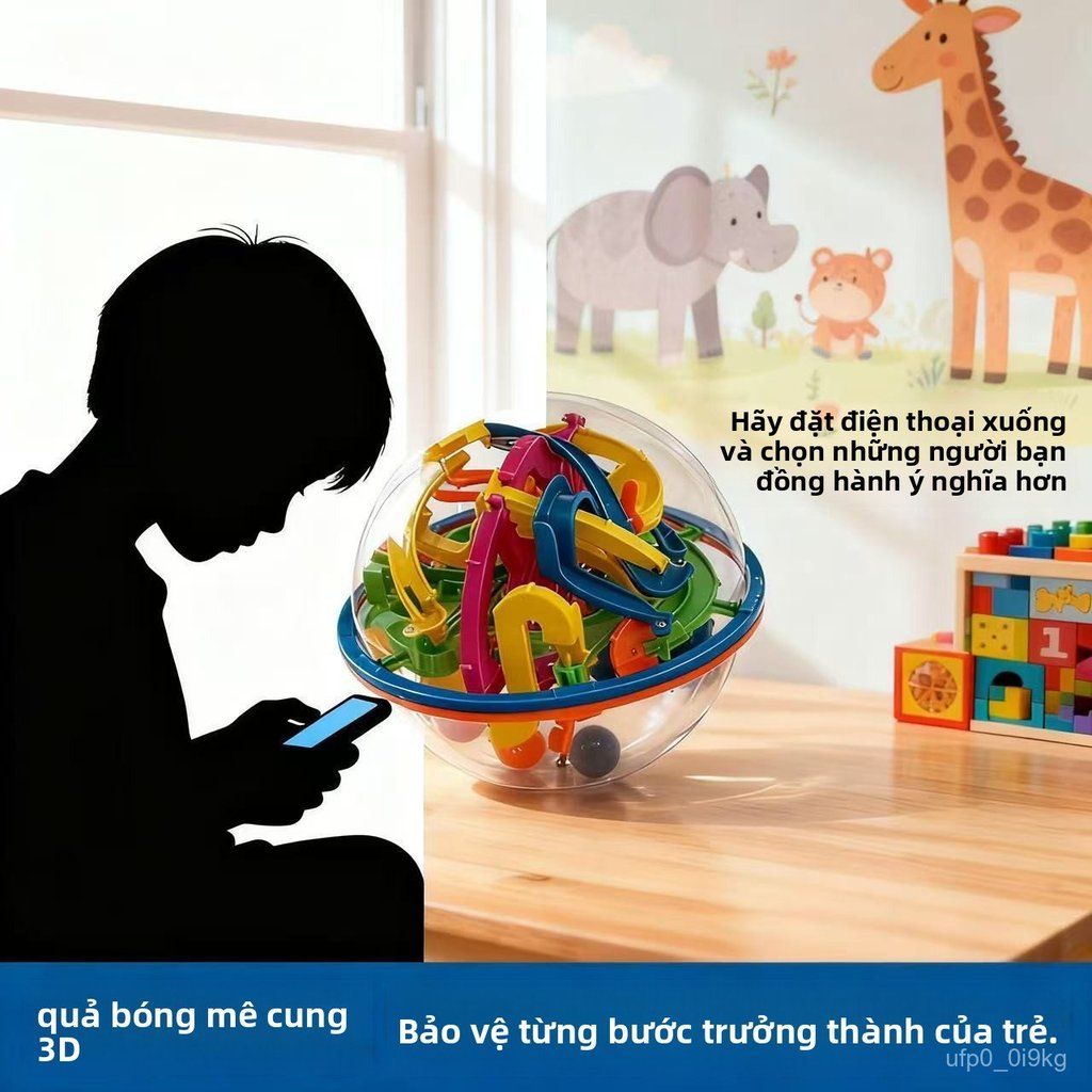 Quà tặng trẻ em3d Đồ chơi mê cung 3D cho trẻ em, mê cung hạt cườm để rèn luyện kỹ năng tập trung và 