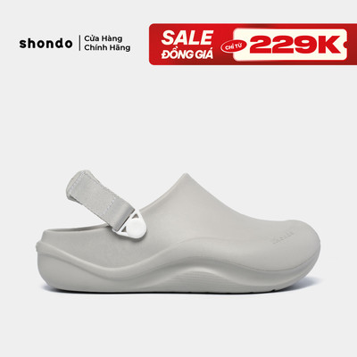 Dép Sục Unisex Shondo Clog Suke Nhựa Đúc Đế Cao 4cm Hack Dáng Màu Xám SUK2222
