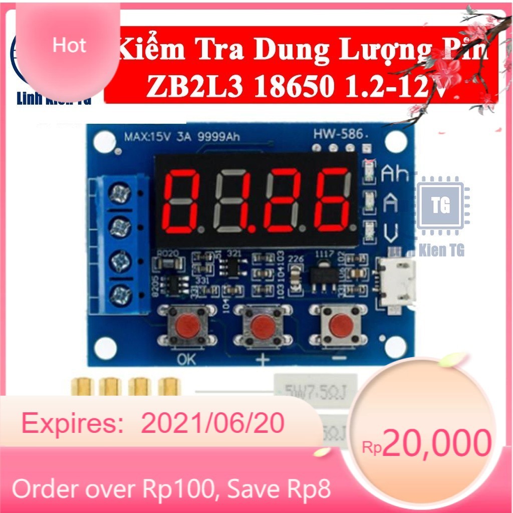085 Máy Kiểm Tra Dung Lượng Pin ZB2L3 HW-586 LED màn hình kỹ thuật số 18650 1.2-12V