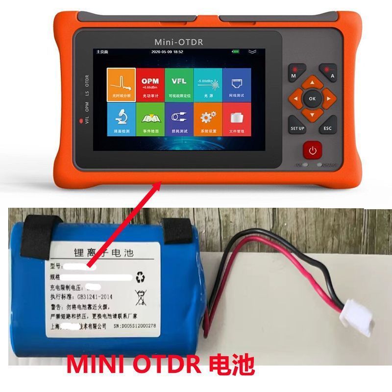 Pin phản quang thời gian ánh sáng mini OTDR Pin kiểm tra sợi quang mini otdrTM1100 5200MAH