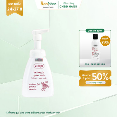 Bọt Vệ Sinh Thảo Dược Dịu Nhẹ Ziaja Intimate Foam Wash Cranberry Fruit Protective 250ml