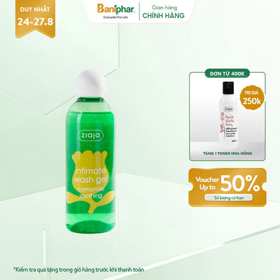 Dung dịch vệ sinh phụ nữ Intimate Ziaja Cúc La Mã dịu nhẹ, cân bằng pH, dưỡng ẩm sâu, khử mùi và giảm kích ứng