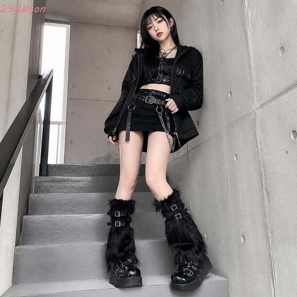 DALTON lolita Boots Cover, Fluffy Soft Furry Leg Warmer, Thời trang dày Y2K JK lolita Knee High Stoc