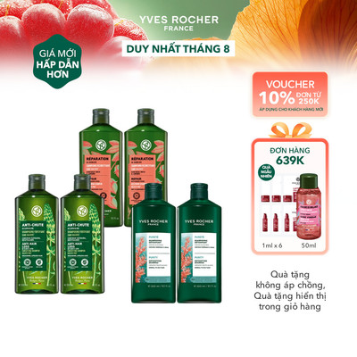 Combo 2 dầu gội thiên nhiên không Sulfate không Silicone Yves Rocher 300mlx2 (nhiều phân loại)