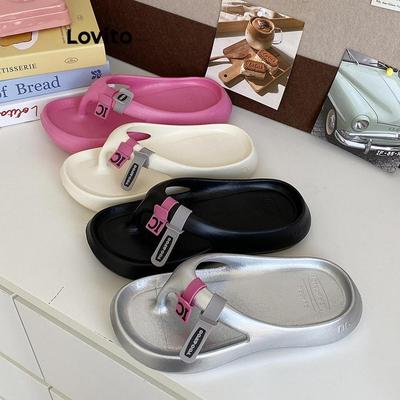 Lovito Sandal Đế Bằng Kiểu Dáng Thường Ngày Nhãn Trơn Chất Liệu Eva Đế Dày Thoải Mái Kiểu Dáng Thời Trang Hàn Quốc Dành Cho Nữ LFA47046