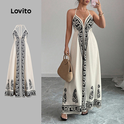 Lovito Kỳ nghỉ Mẫu Váy Không Lưng cho Mùa Xuân/Hè dành cho Nữ LK3LD389