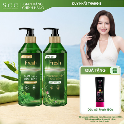 Combo 2 Dầu Gội Fresh Natural Chiết Xuất Tre - Hỗ Trợ Giảm Gàu, Phục Hồi Tóc Hư Tổn Và Giúp Tóc Bồng Bềnh 650g