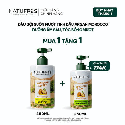 Dầu Gội Dưỡng Ẩm Sâu, Tóc Bóng Mượt, Dễ Vào Nếp Natufres Moroccan Secret Tinh dầu Argan Morocco - 250ml / 450ml