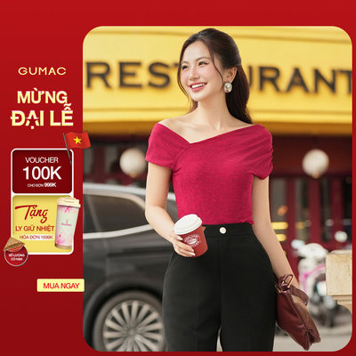 Áo Thun Nữ GUMAC Form Slim Ôm Thiết Kế Lệch Vai Tôn Dáng Trẻ Trung LATE0932