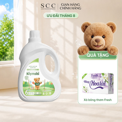 Nước Giặt Xả Quần Áo Cho Bé Kiyoshi 2,3kg - Kháng Khuẩn Đến 99.9%, 6 Enzyme Thân Thiện Môi Trường