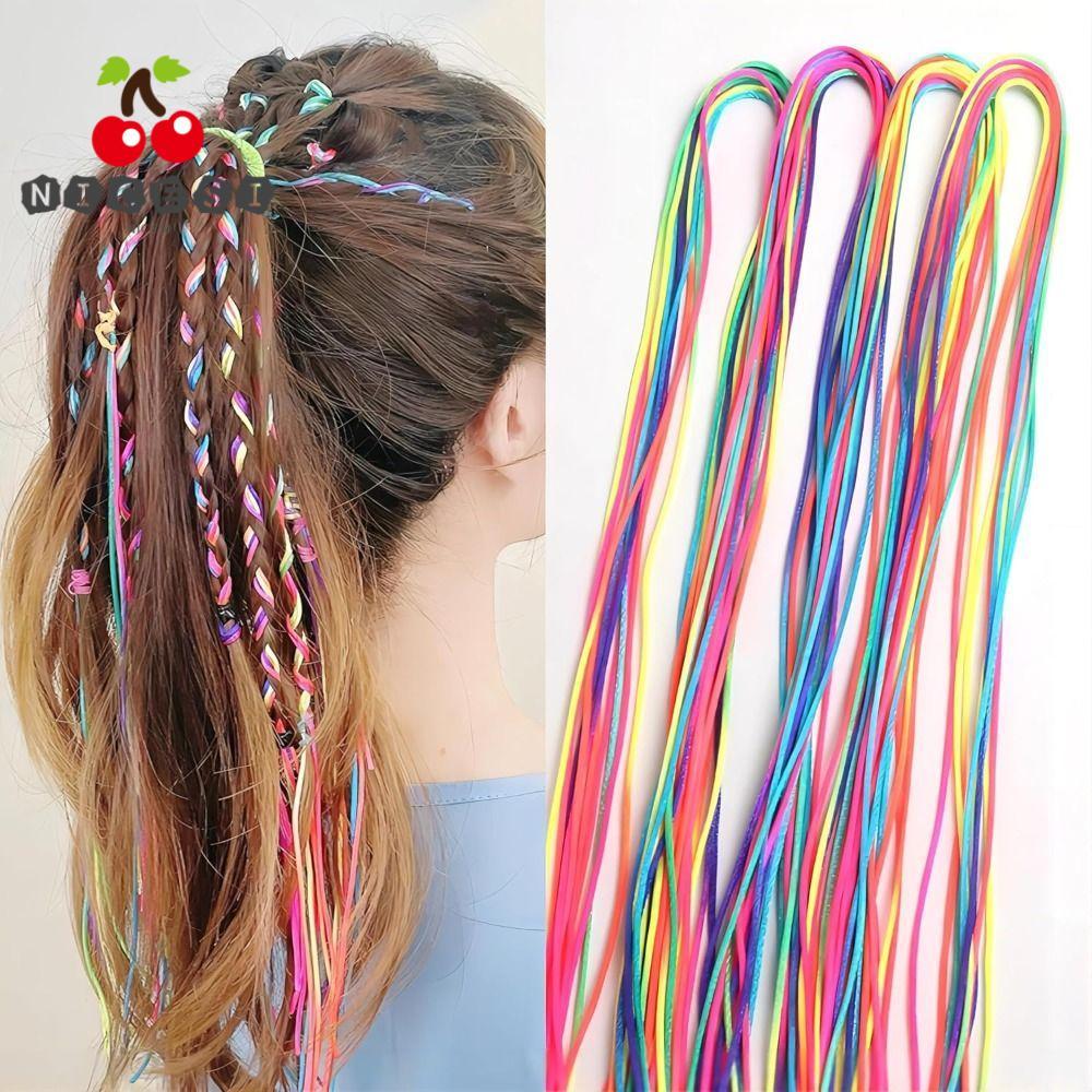 NICESI 16 / 24 / 32 Dây buộc tóc đầy màu sắc, Dây buộc tóc bện cầu vồng, Dây buộc tóc màu Gradient P